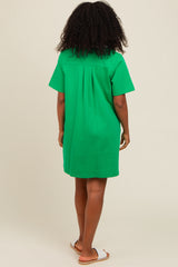 Green Contrast Collar Polo Dress