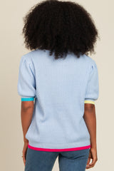 Light Blue Contrast Band Sweater