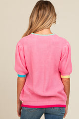 Pink Contrast Band Maternity Sweater