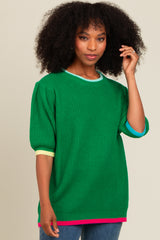 Green Contrast Band Sweater