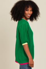 Green Contrast Band Sweater