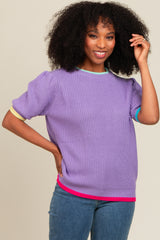 Lavender Contrast Band Maternity Sweater