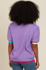 Lavender Contrast Band Sweater