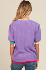 Lavender Contrast Band Maternity Sweater