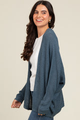 Dark Teal Knit Open Front Cardigan