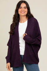 Plum Knit Open Front Cardigan