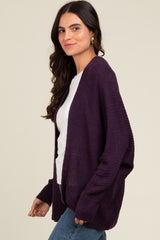 Plum Knit Open Front Cardigan