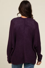 Plum Knit Open Front Cardigan