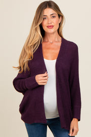 Plum Knit Open Front Maternity Cardigan