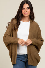 Olive Knit Open Front Cardigan