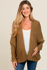 Olive Knit Open Front Maternity Cardigan