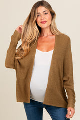 Olive Knit Open Front Maternity Cardigan