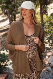 Olive Knit Open Front Maternity Cardigan