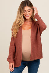 Rust Knit Open Front Maternity Cardigan