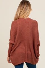 Rust Knit Open Front Maternity Cardigan