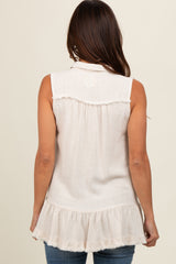 Cream Collared Maternity Tank