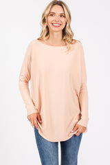 Peach Soft Knit Boatneck Dolman Sleeve Maternity Sweater