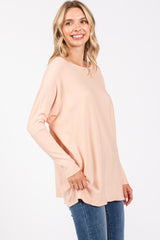 Peach Soft Knit Boatneck Dolman Sleeve Sweater