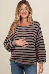 Mocha Striped Maternity Sweater