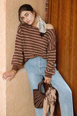 Brown Striped Maternity Sweater