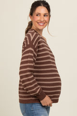 Brown Striped Maternity Sweater