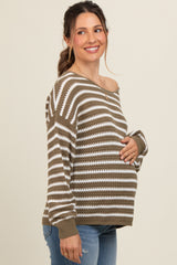 Olive Striped Maternity Sweater