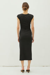 Back Side Ruched Midi Dress