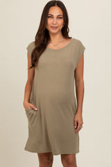 Olive Basic Sleeveless Maternity Dress