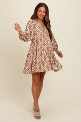 Cream Printed Maternity Mini Dress