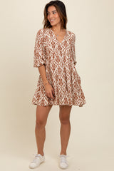 Cream Printed Maternity Mini Dress