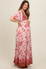 Ivory Mixed Floral Maternity Maxi Dress