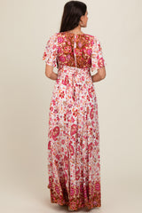 Ivory Mixed Floral Maxi Dress