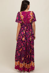 Navy Blue Mixed Floral Maxi Dress