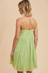 Lime Eyelet Lace Babydoll Mini Dress