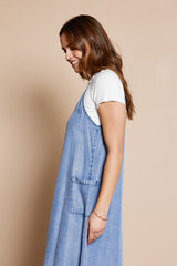 Blue Chambray Pocketed Maxi Dress