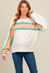 Cream Colorblock Maternity Pullover Top