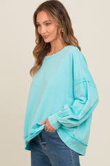 Aqua Raw Hem Detail Pullover Top