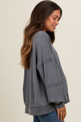 Charcoal Raw Hem Detail Maternity Pullover Top