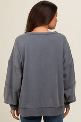 Charcoal Raw Hem Detail Maternity Pullover Top