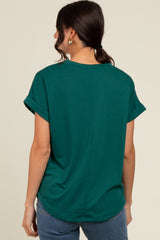 Hunter Green Cuff Sleeve Top