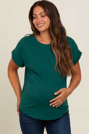 Hunter Green Cuff Sleeve Maternity Top