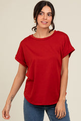 Rust Cuff Sleeve Top