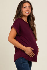 Plum Cuff Sleeve Maternity Top