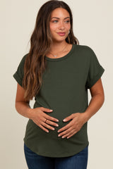 Olive Cuff Sleeve Maternity Top