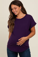 Purple Cuff Sleeve Maternity Top