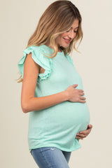 Mint Double Ruffle Sleeve Maternity Top