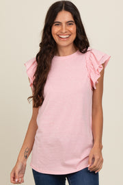 Peach Double Ruffle Sleeve Top