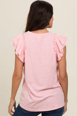 Peach Double Ruffle Sleeve Top