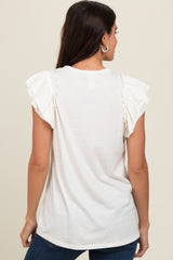 Ivory Double Ruffle Sleeve Top