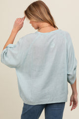 Light Blue Rolled Cuff Short Sleeve Maternity Top